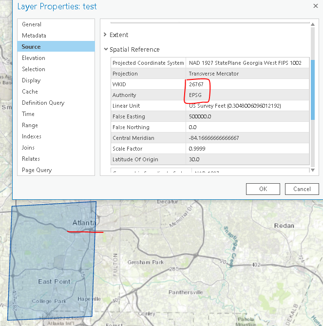 Shapefile location with its projection data removed